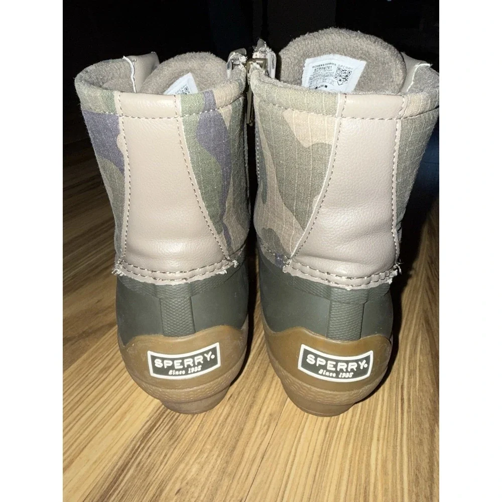Sperry Syren Gulf Camo Driftwood Women's 8.5‎ Top-Sider Duck Boots green Tan